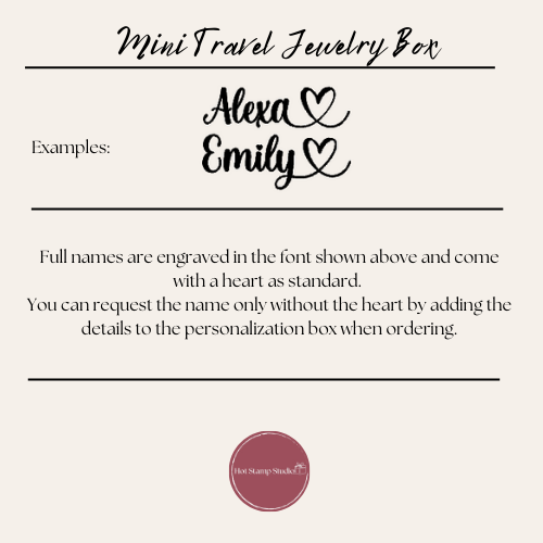 laser engraved personalized mini jewelry travel box with zipper