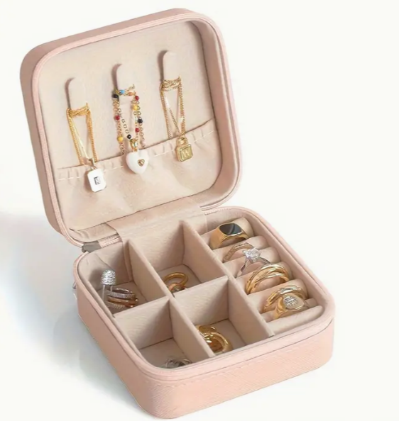laser engraved personalized mini jewelry travel box with zipper
