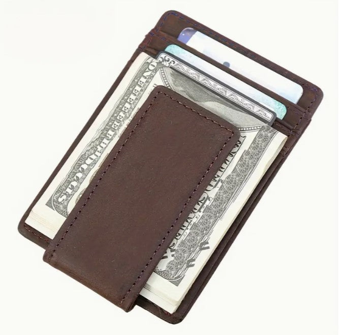 Personalized leather mens money clip