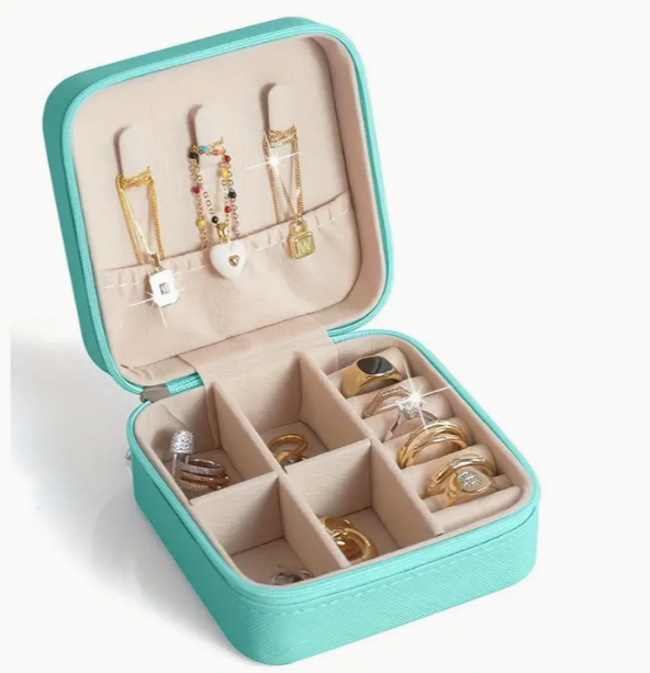 laser engraved personalized mini jewelry travel box with zipper