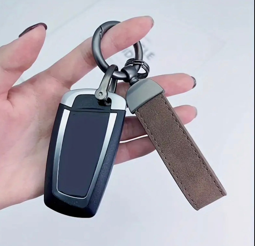 Laser engraved leather keychain for men