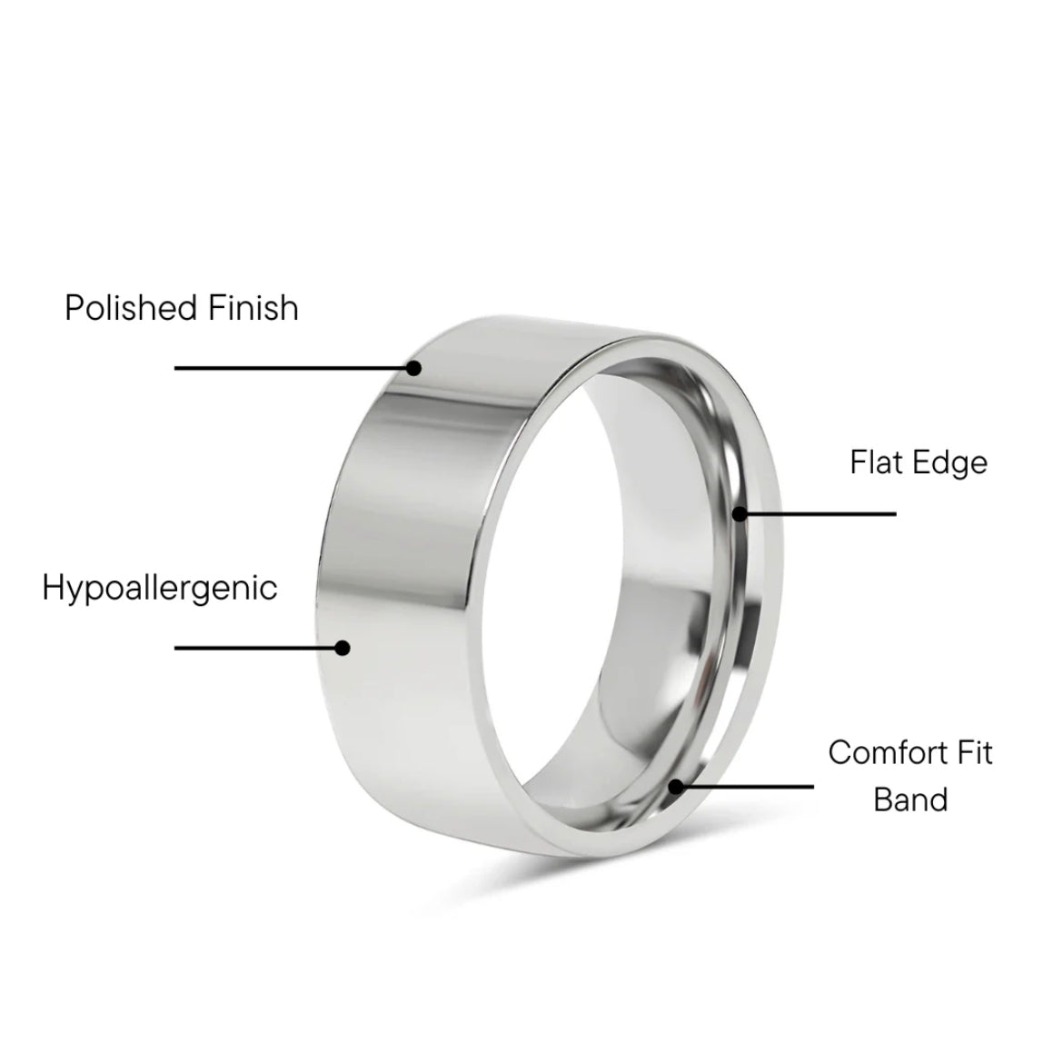Stainless Steel Flat Personalized Luxe Ring