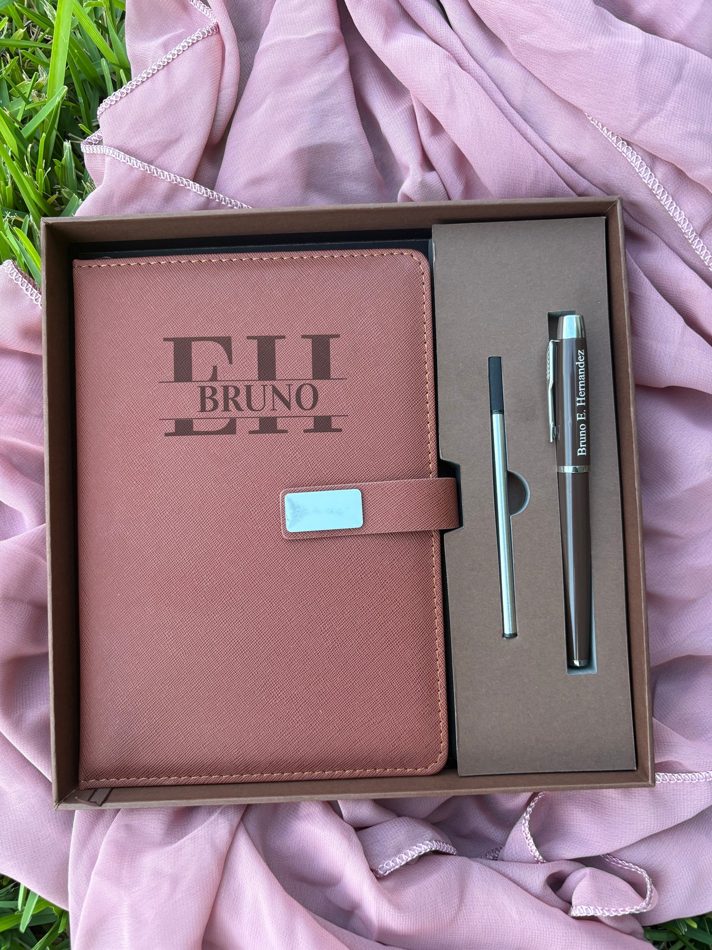 Monogram Notebook and Personalized Pen Set