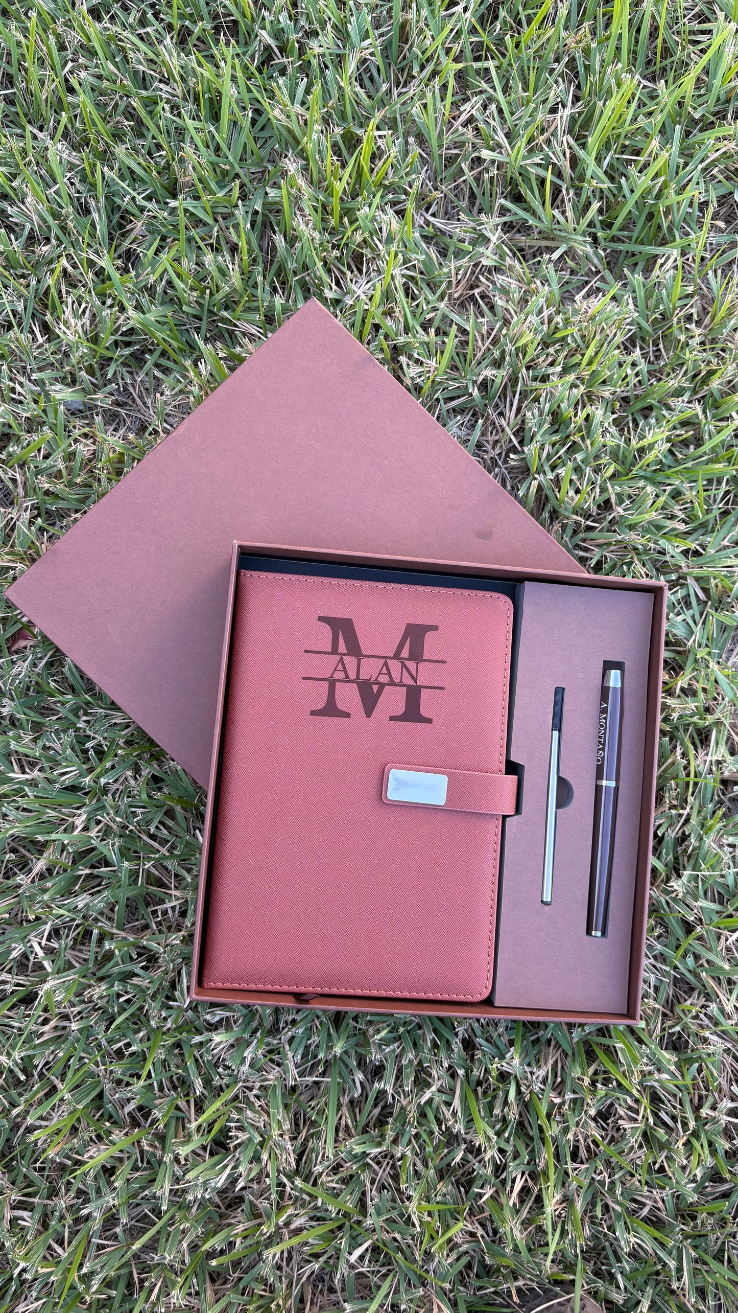 Monogram Notebook and Personalized Pen Set