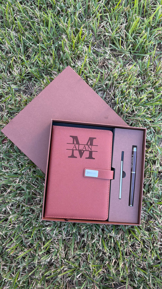 Monogram Notebook and Personalized Pen Set
