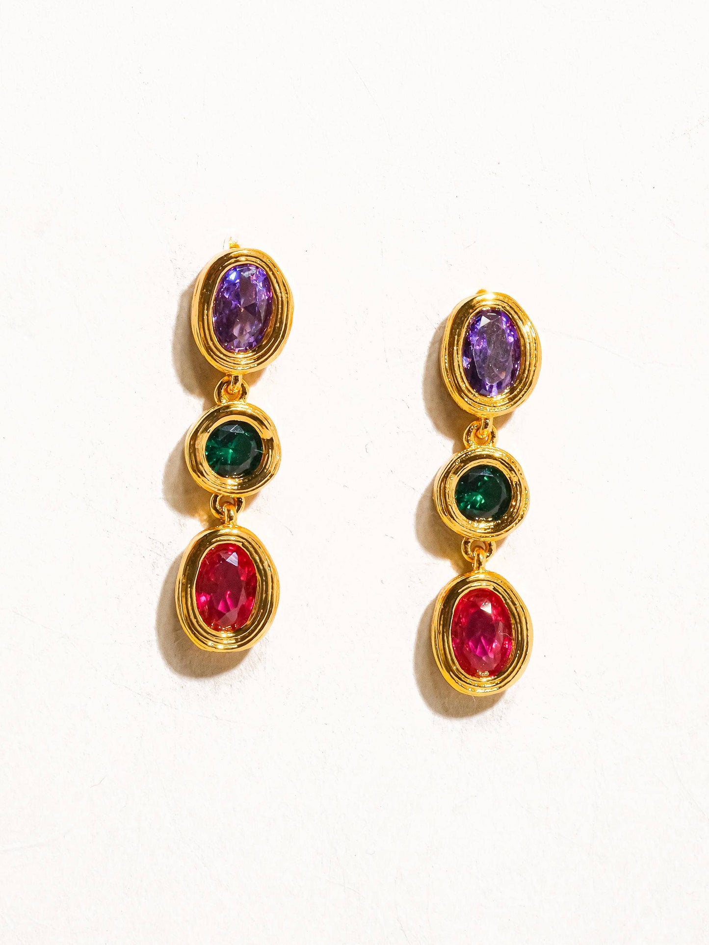 Brunwyn 18K Gold Multi Stone CZ Drop Earring