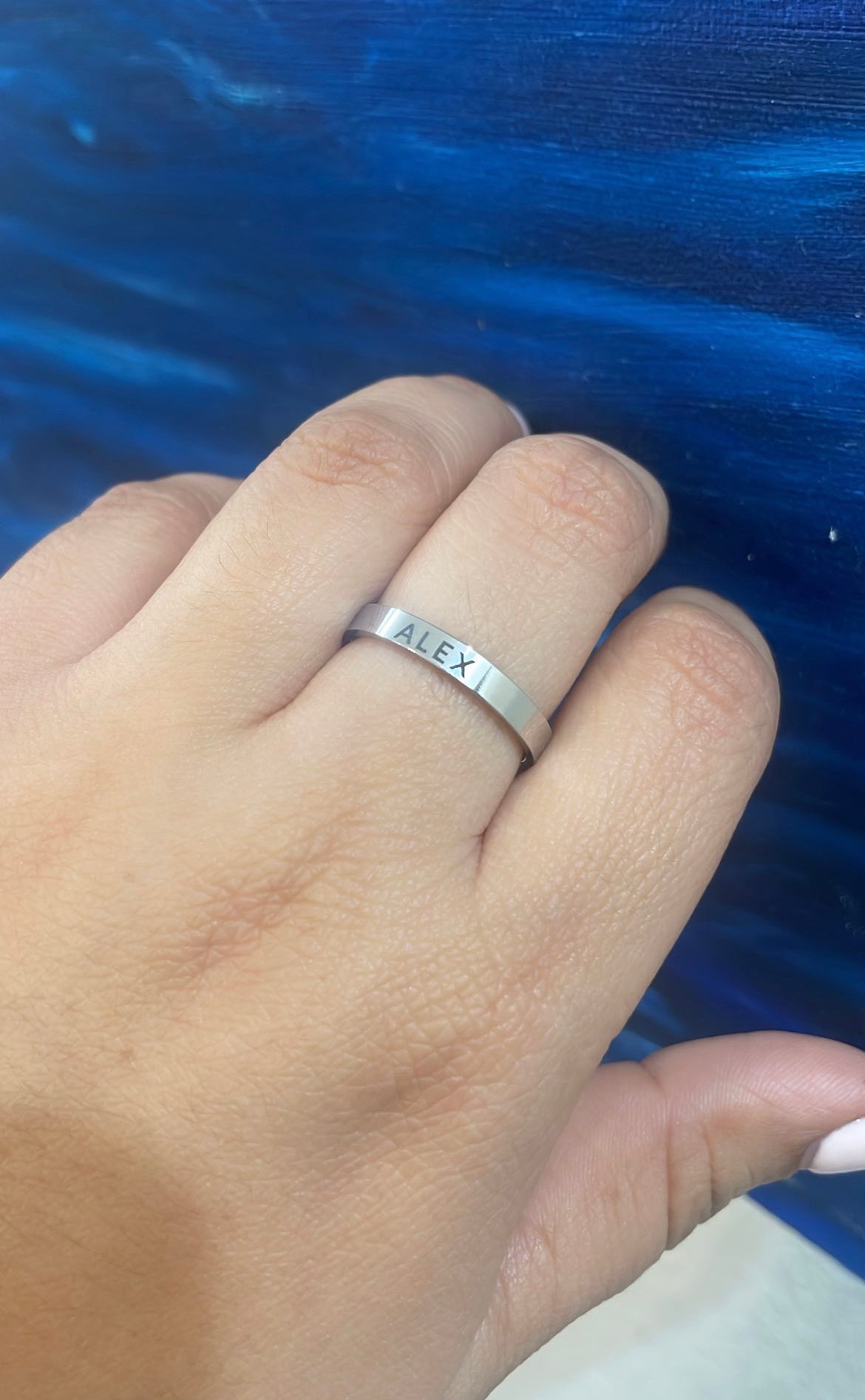 Stainless Steel Flat Personalized Luxe Ring