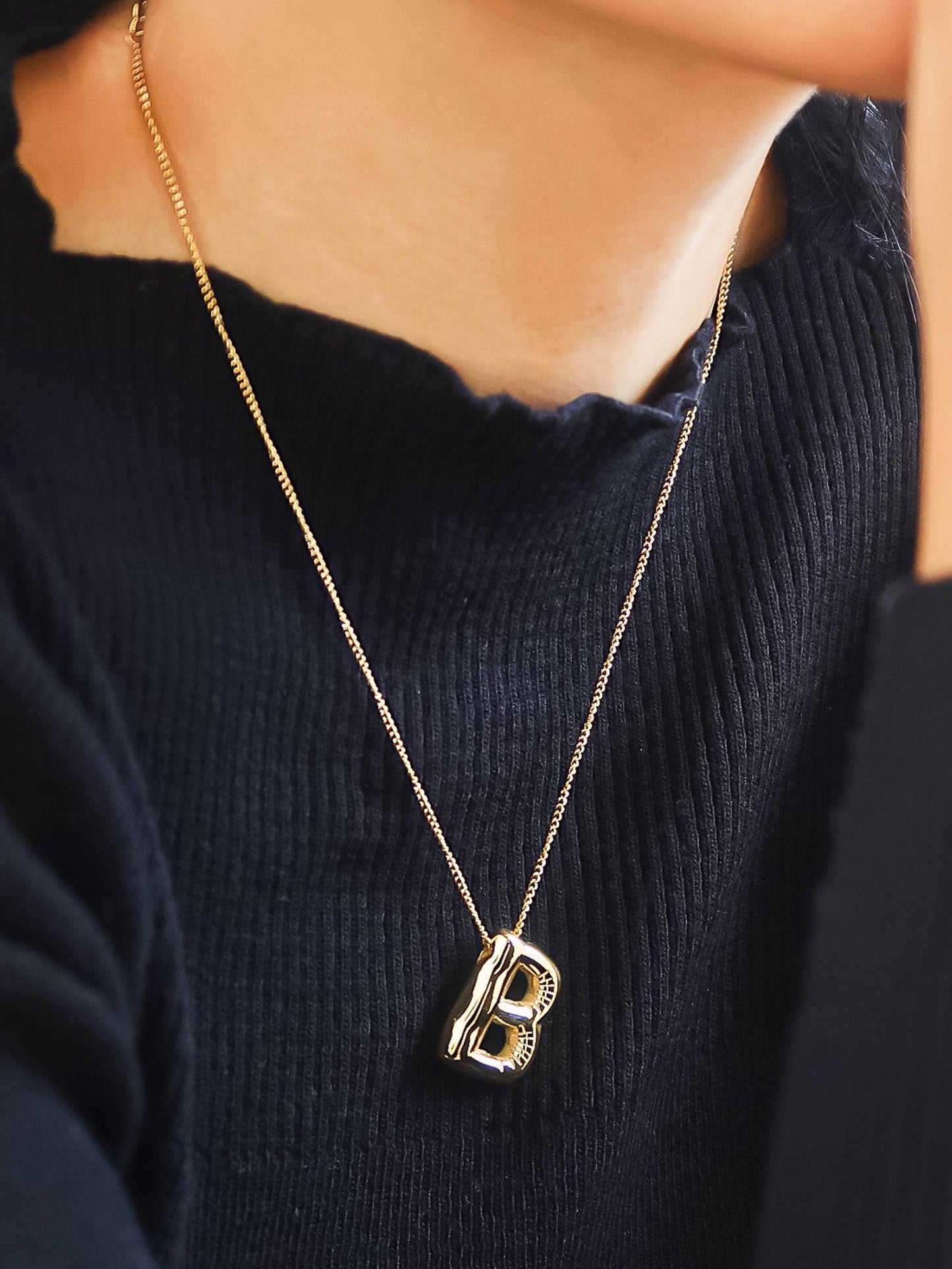 Hayes 18K Gold Non-Tarnish Balloon Alphabet Necklace