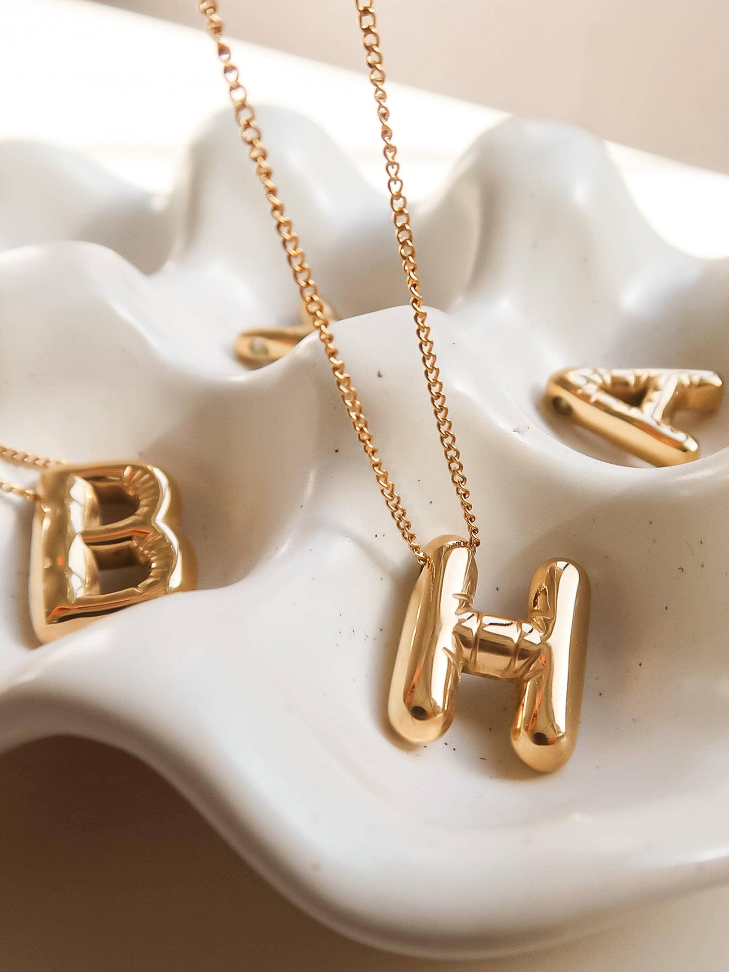 Hayes 18K Gold Non-Tarnish Balloon Alphabet Necklace
