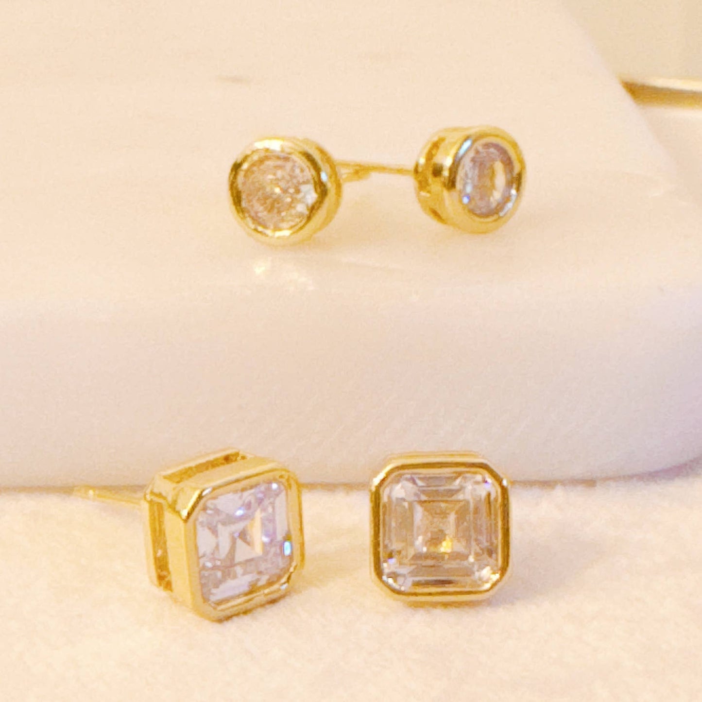 Bella Bezel Stud Earrings