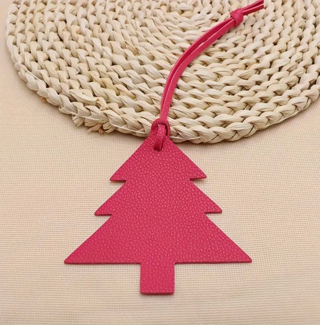 Christmas Tree Leatherette Tag