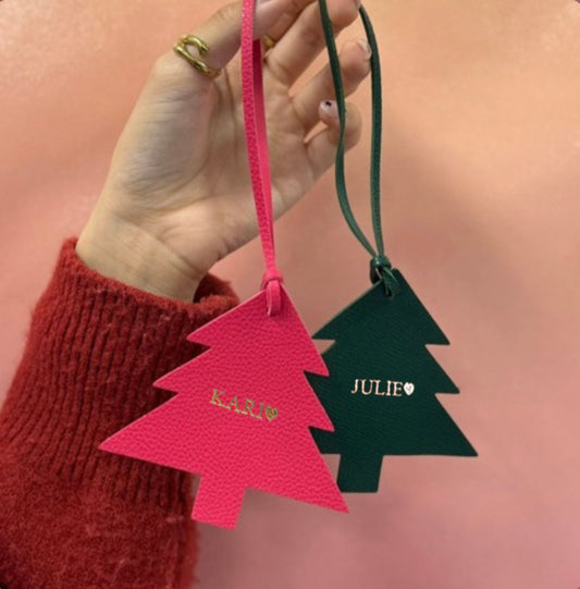 Christmas Tree Leatherette Tag