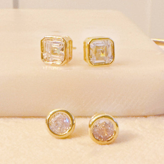 Bella Bezel Stud Earrings