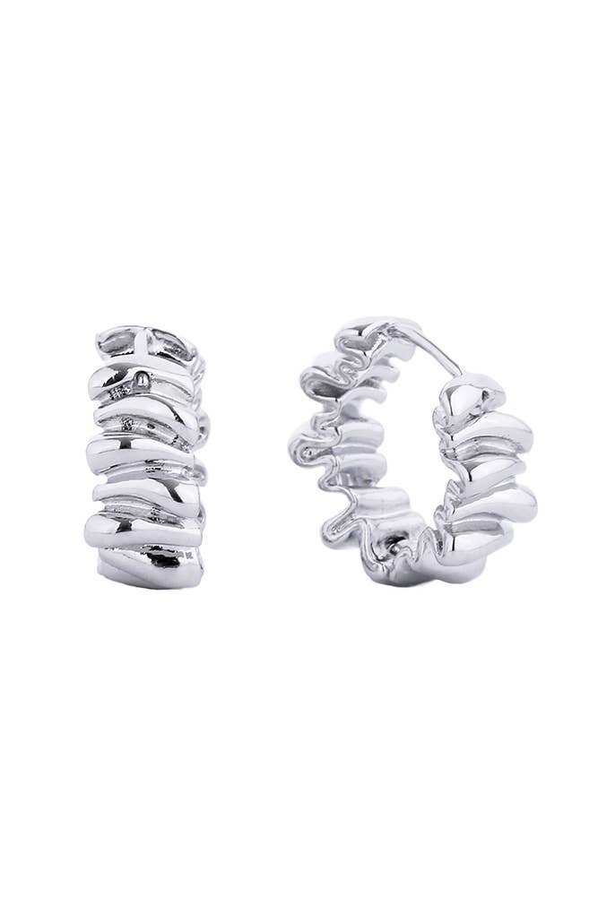 14K Gold/White Gold Dipped Huggie Hoop