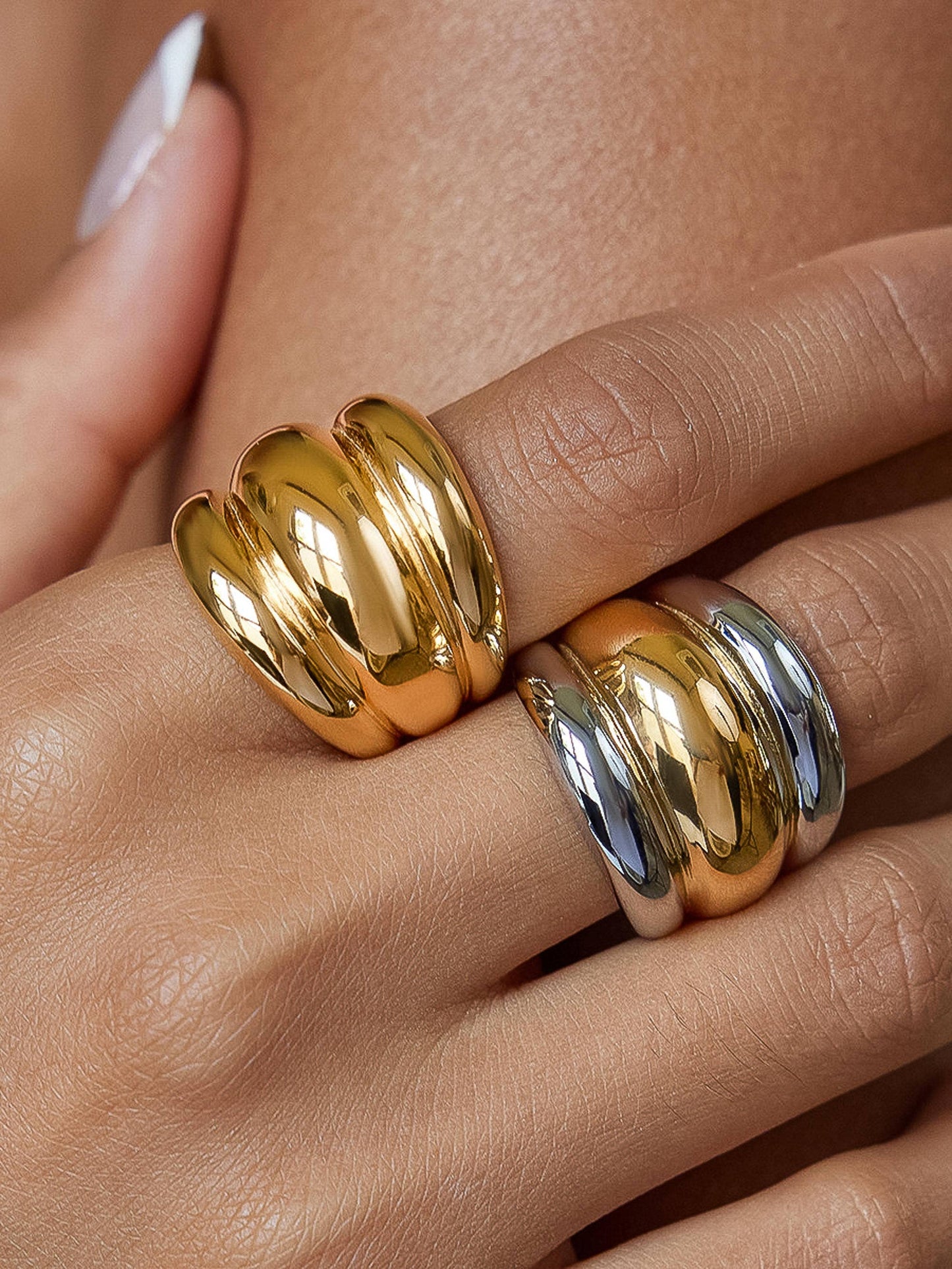 Daelen 18K Gold Non-Tarnish Dome Statement Ring