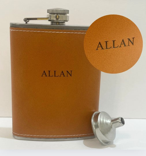 Personalized stainless steel flask with custom name engraving