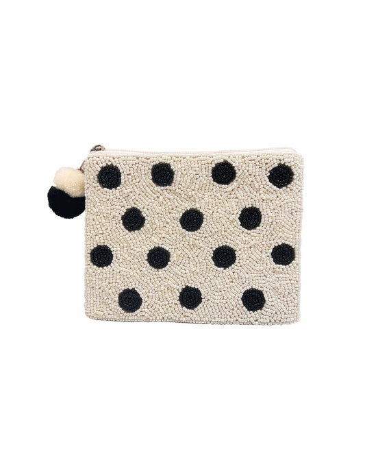 White Black Polka Dots Coin Purse