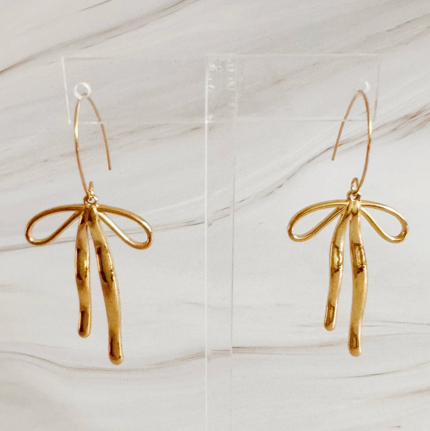 Stylist Gold Bow Drop Earrings
