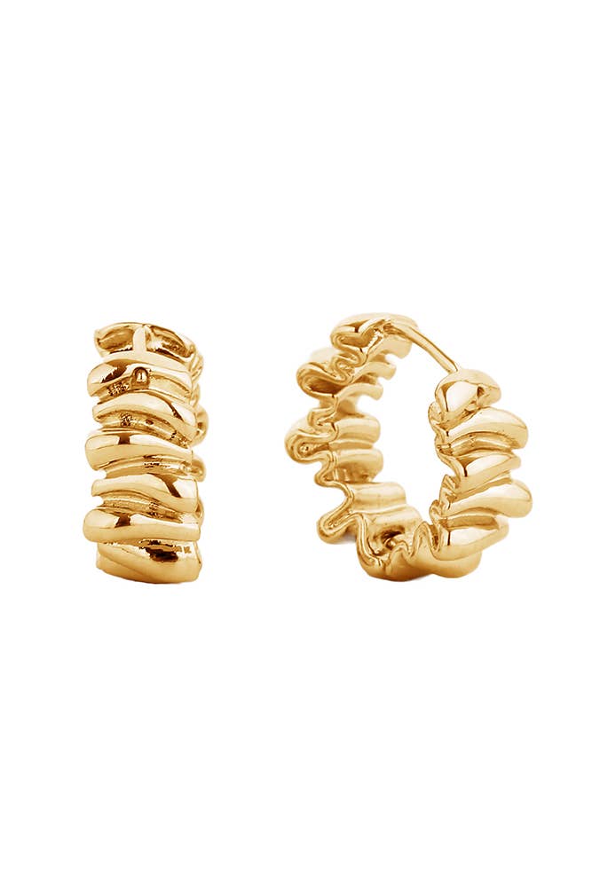 14K Gold/White Gold Dipped Huggie Hoop